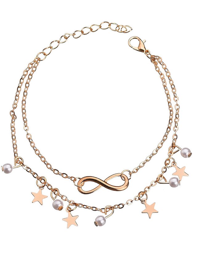 Ankle Bracelet Stylish Simple Women's Body Jewelry For Daily Beach Classic Alloy Star Gold 1pcs